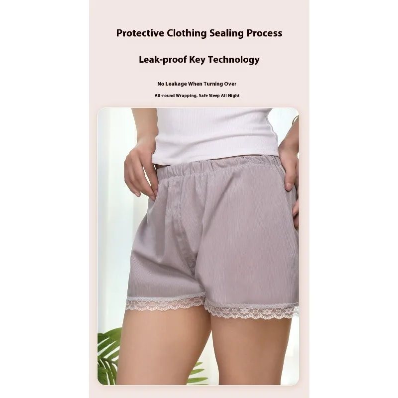 Bragas de período recortadas de encaje para mujer, protección antifugas, cobertura completa, ropa interior sanitaria, fotografía de menstruación cómoda