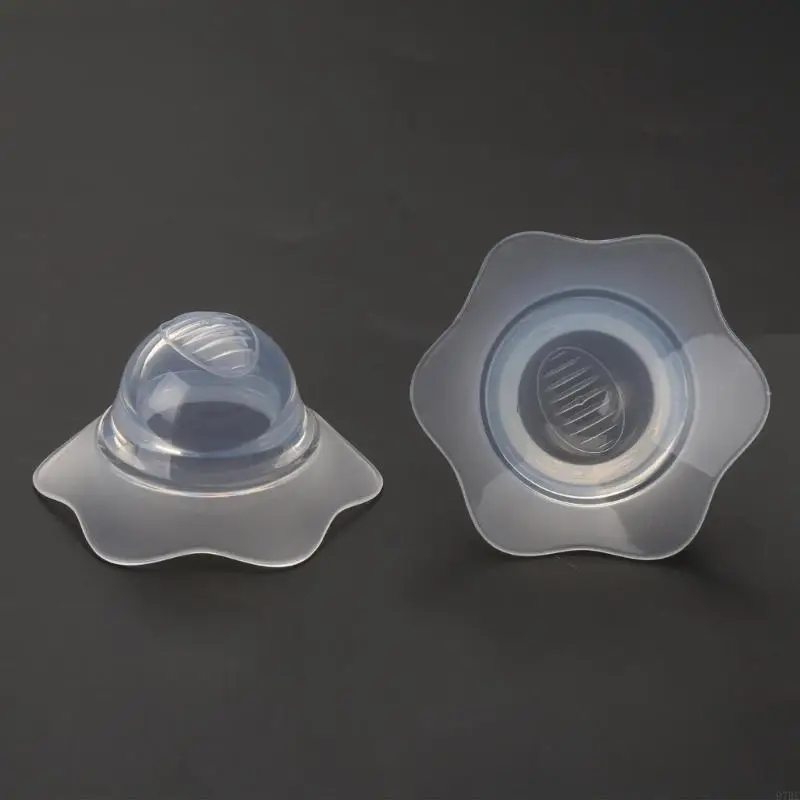 

97BE 2Pcs for Nano Silver Silicone Nipple Corrector Petal-Shaped Extractor Suction