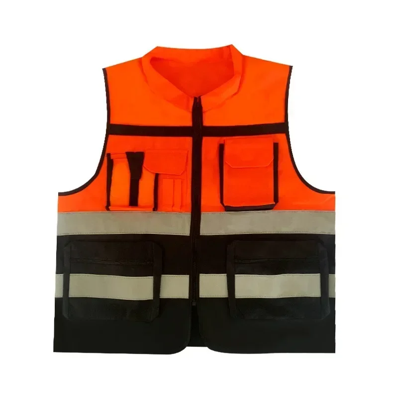 High Visibility Security Reflective Vest Pockets Design Reflective Vest Outdoor Traffic Safety Cycling Wear