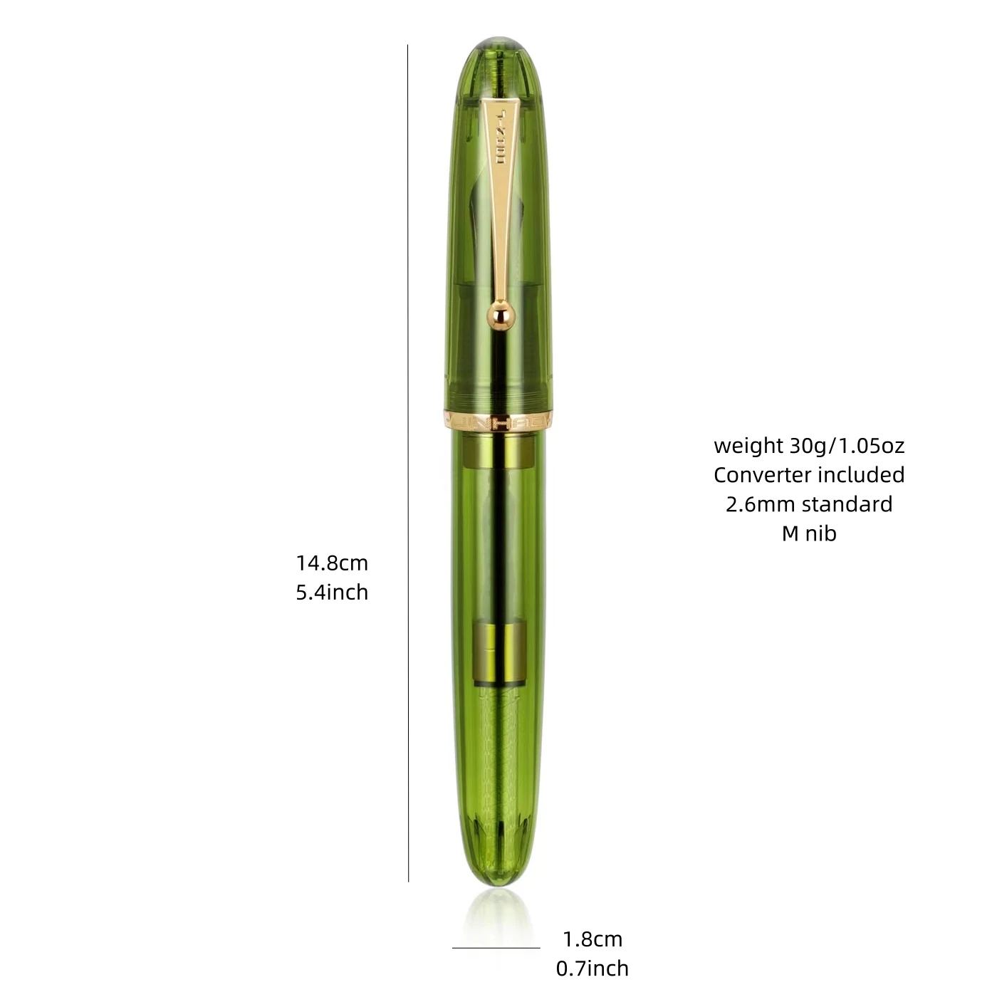 Imagem -05 - Jinhao Limited Heartbeat Fountain Pen m Nib Verde Azeitona Transparente Barril para Assinatura de Caligrafia A7555 9019