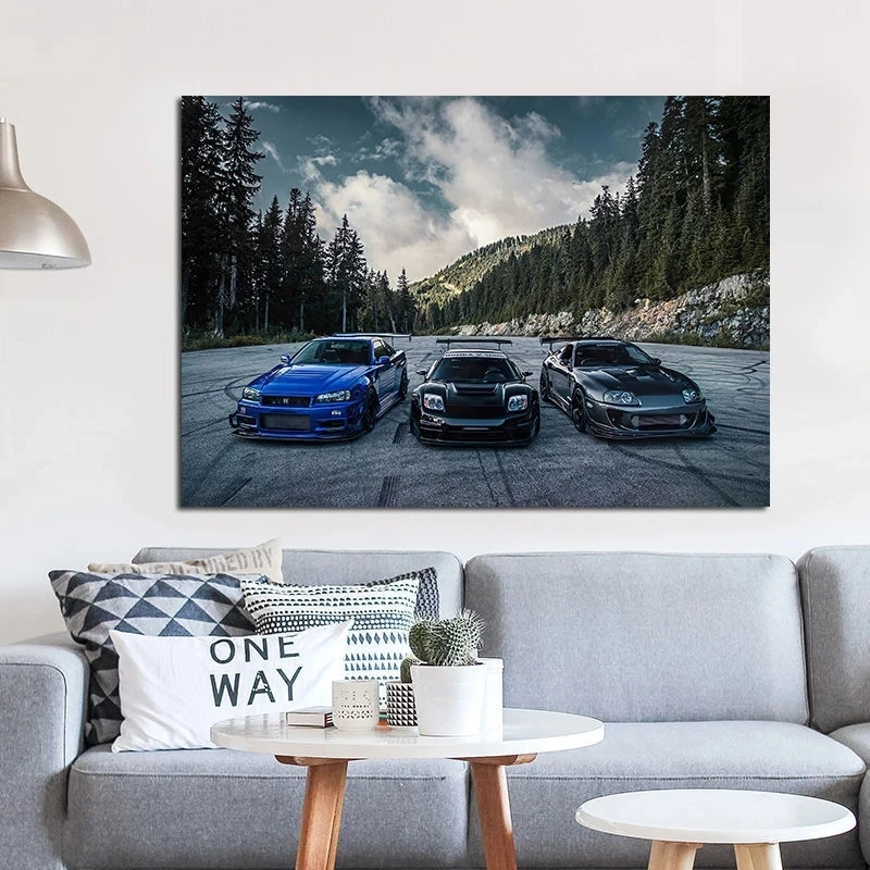 Supra Nissan Skyline NSX Blue Car HD Canvas Paintings Wall Pop Art Picture Posters and Prints for Boys Bedroom Living Room Decor