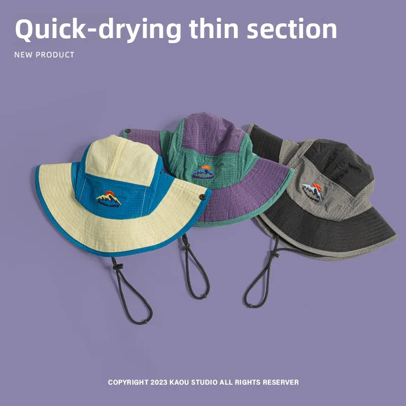 Summer Quick-drying Thin Breathable Bucket Hat Men Women Retro Color Matching Sunshade Sun Outdoor Camping Mountaineering Hat