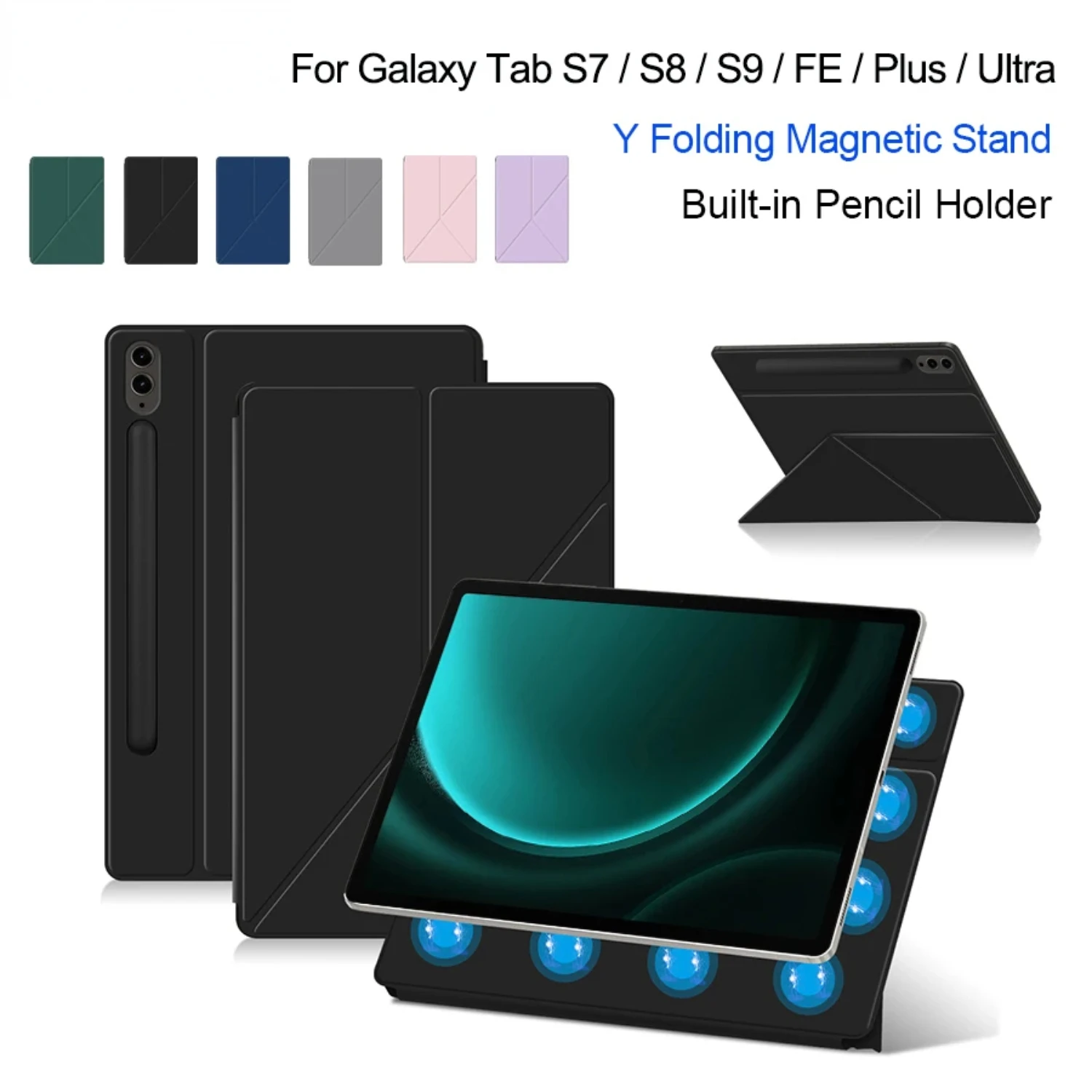 Black Slim Protective Case for Samsung Galaxy Tab S9 FE 10.9 S7 S8 S9 11 Inch S7 FE S8 Plus S9 FE+ 12.4