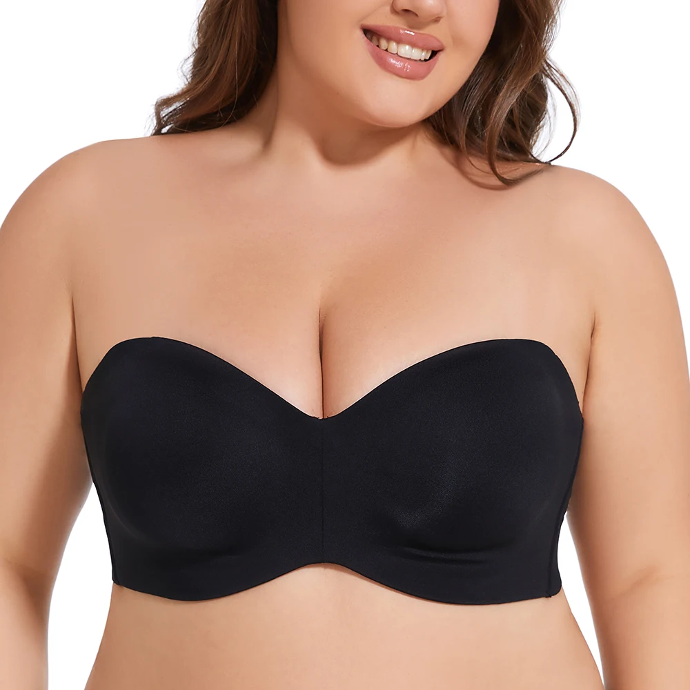 

Sheroine Plus Size Women Bra Strapless Push Up Seamless Underwire Large Breasts Support Convertible Smoothing Unpadded Bras