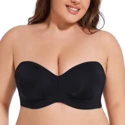 Sheroine Plus Size Women Bra Strapless Push Up Seamless Underwire Large Breasts Support Convertible Smoothing Unpadded Bras