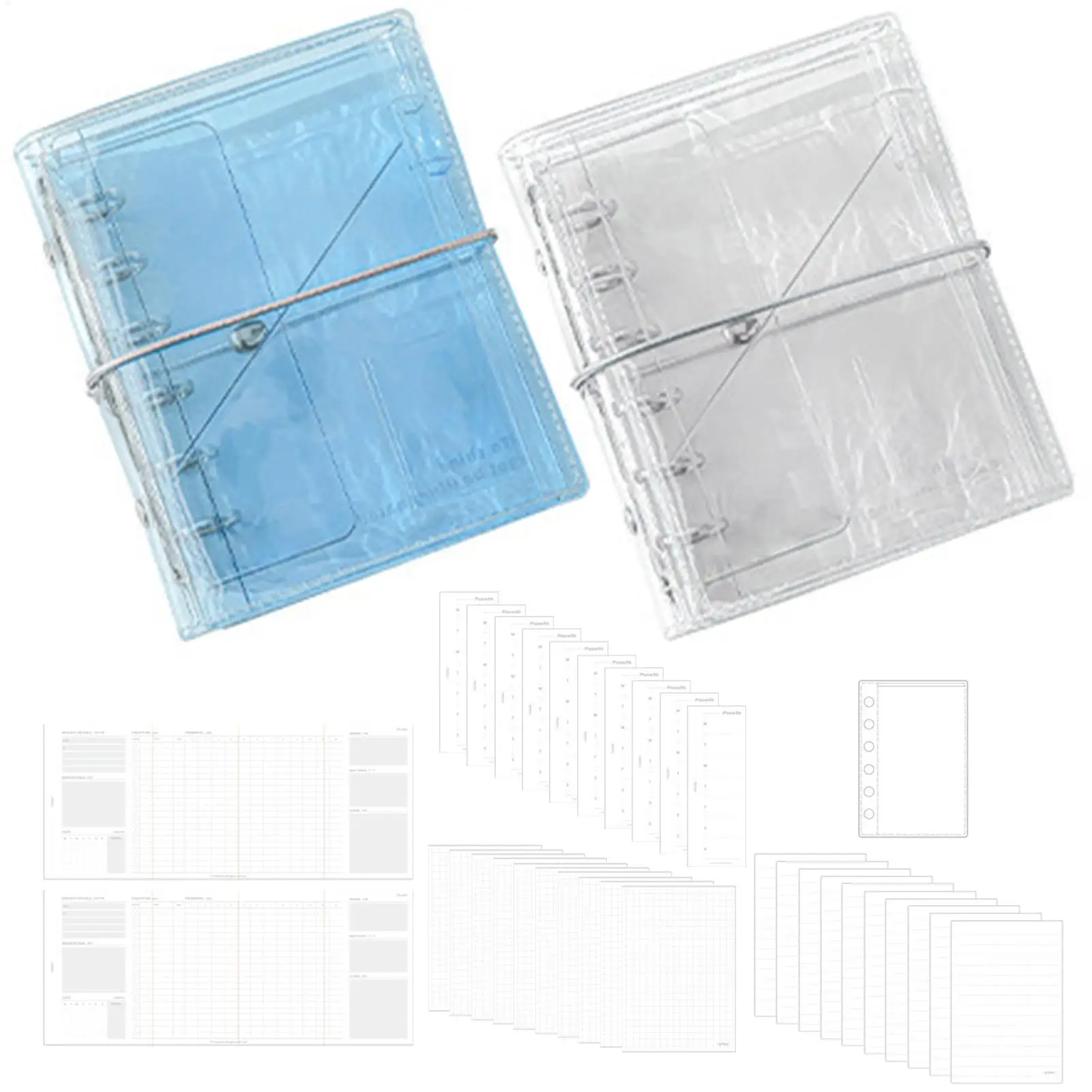 

Portable A7 Refillable Notebook Clear Tri-Fold Loose Leaf Notebook PVC Thin Accordion Journal Aesthetic Pocket Planner