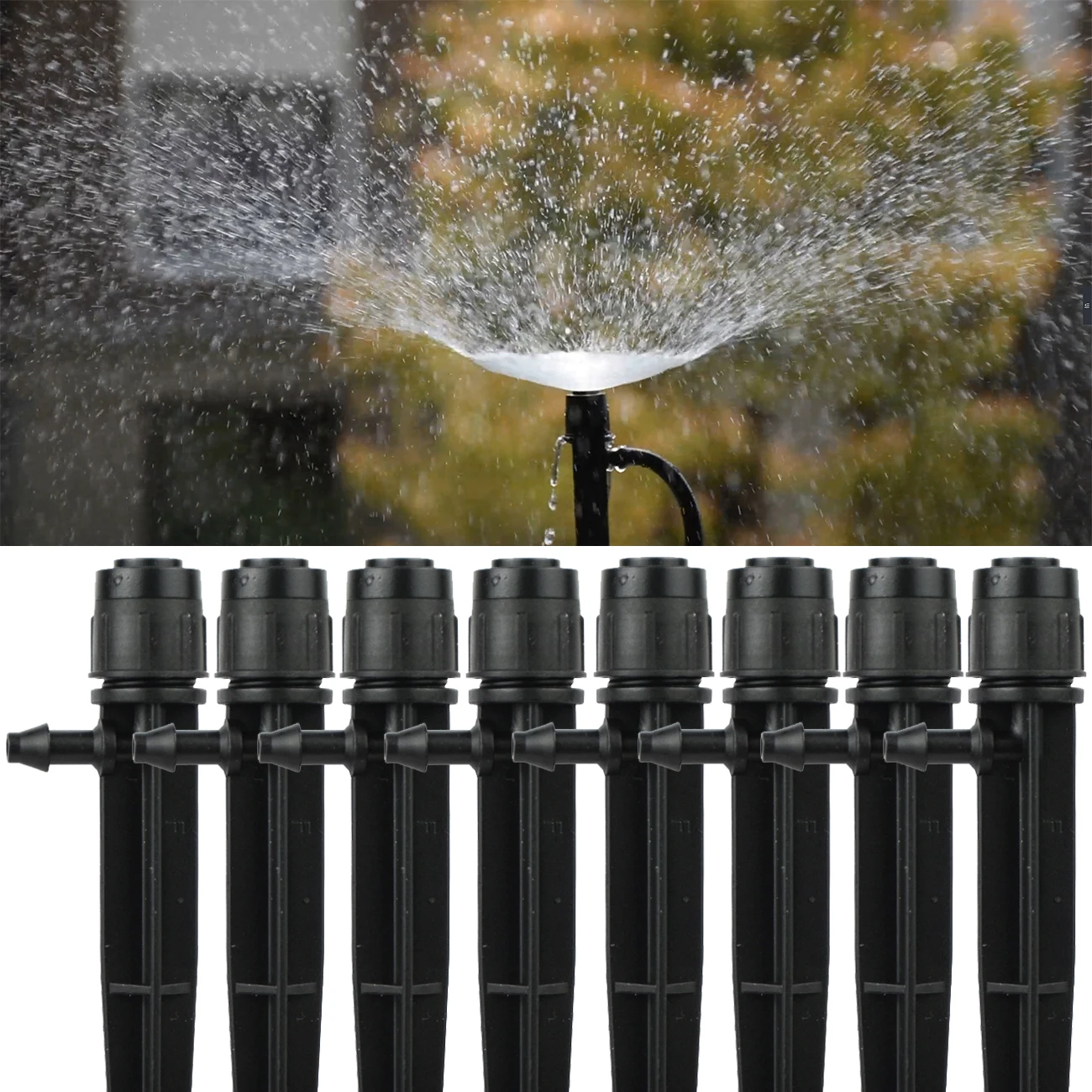 10pcs 13CM 18CM Micro Bubble Drip Irrigation 1/4\'\' Adjustable Emitters Dripper Sprinkler Stake Watering System 4/7mm Hose Tubing