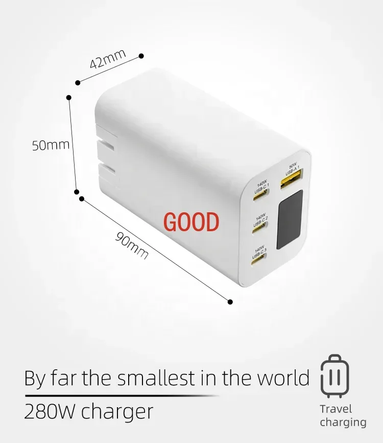 Gan 4 multi-port desktop PD fast charger all-in-one smart USBC adapter 280W 300W high usb-c