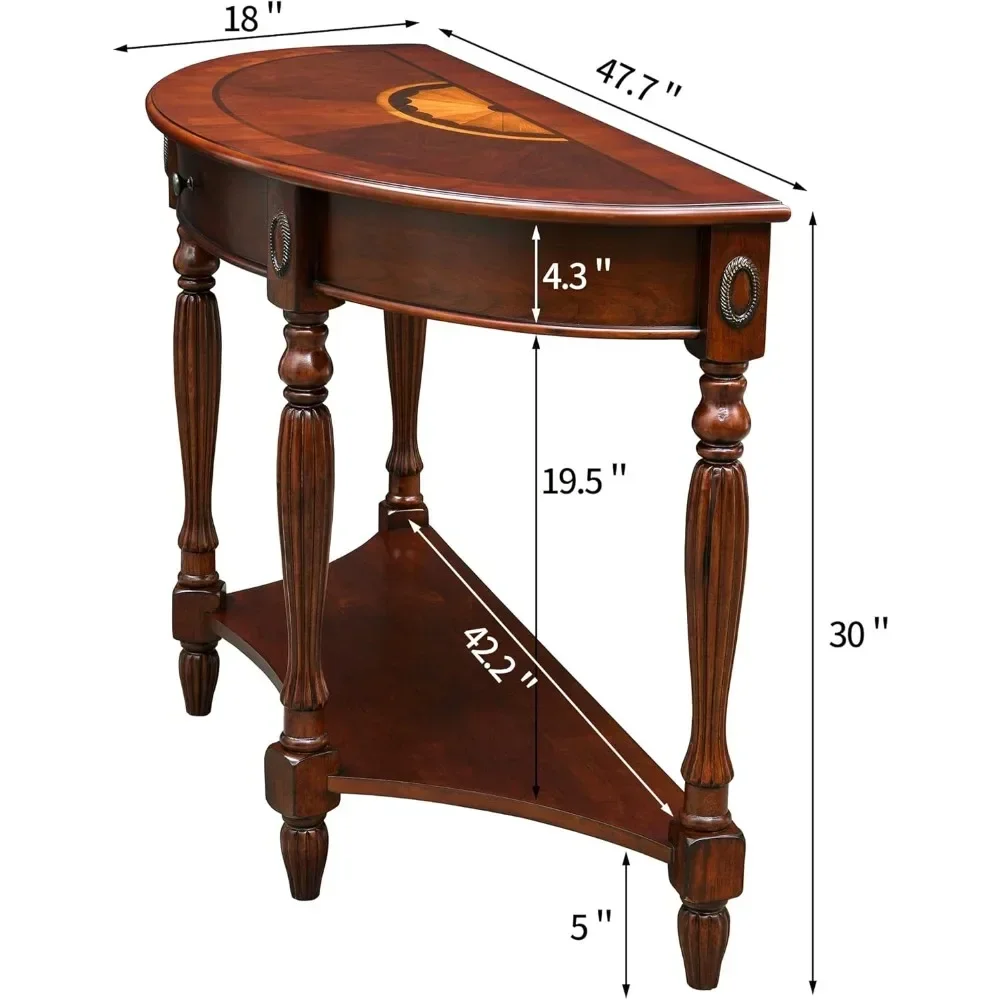 Console Table for Entryway Living Room, Cherry Solid Wood Entryway Table with Storage Drawer, Traditional Victorian Antique