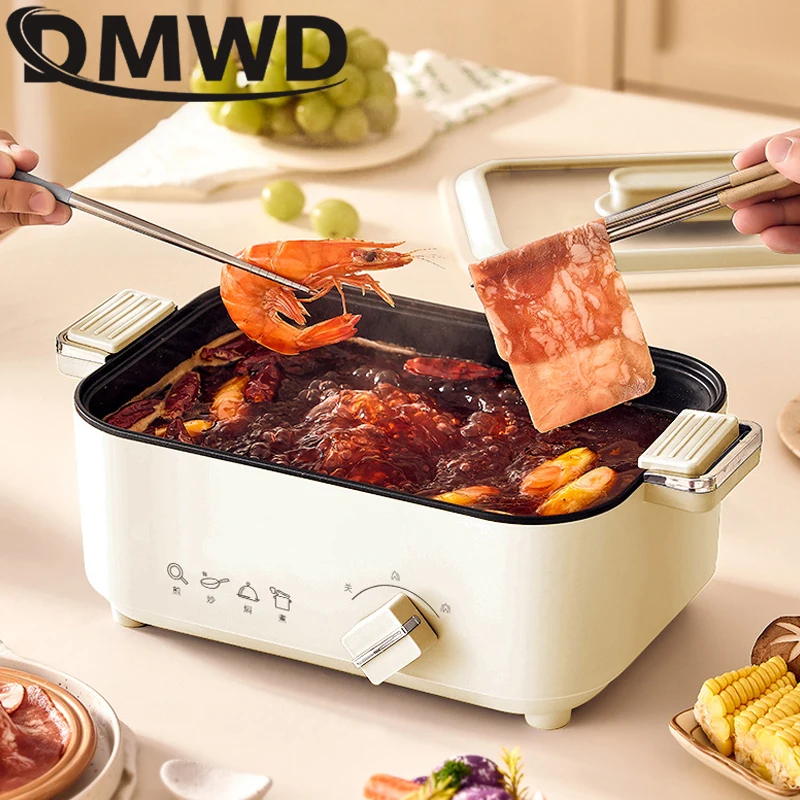 DMWD Multi-functional Cooking Pot Household Electric Hot Pot Electric Steamer Non-stick Barbecue Pot Frying and Baking Machine