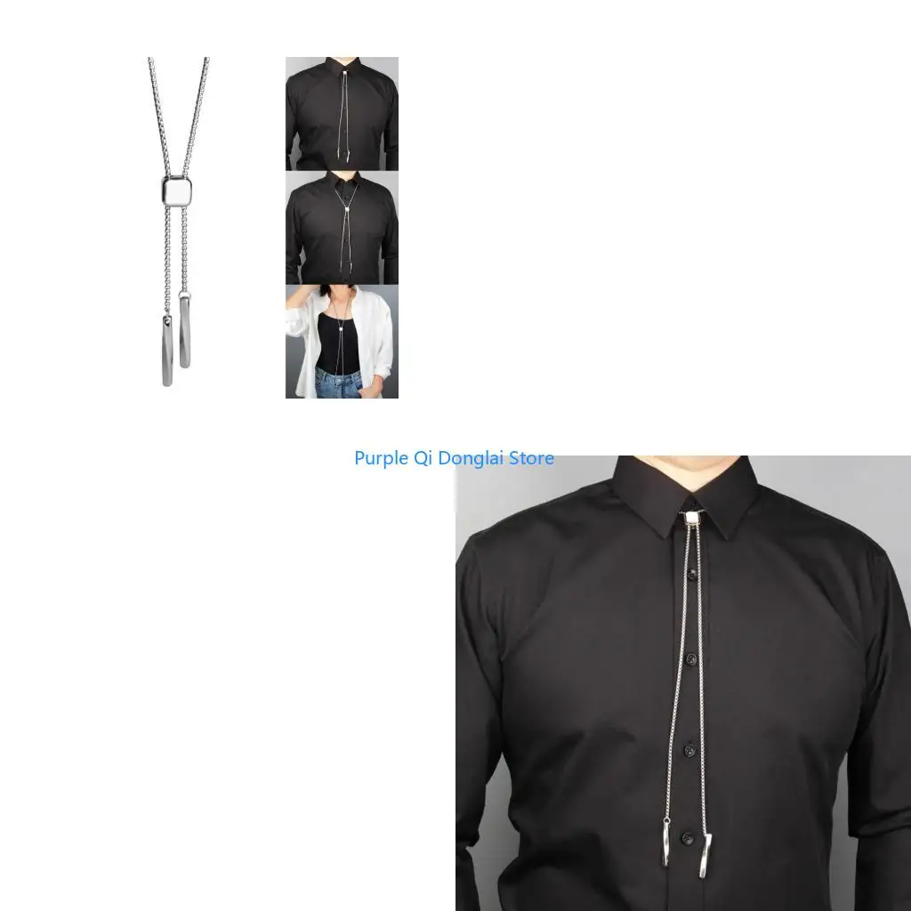 L21E Small Cube Bolo Tie for Male Formal Gathering Carnivals Party Man Teens Shirt Sweater Costume Gentleman Necktie