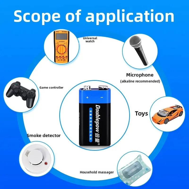 

9V 6F22 Carbon Battery Multimeter 9 Volt 6F22 Iron Case Disposable Dry Batteries for Toy Remote Control Microphone Walkie Talkie