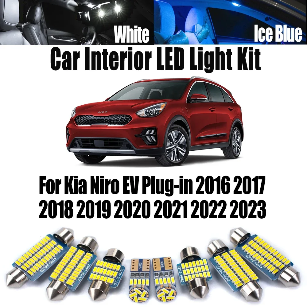 

13Pcs LED Interior Map Dome License Plate Bulb Light Kit For Kia Niro EV Plug-in 2016- 2021 2022 2023 Canbus Car Accessories
