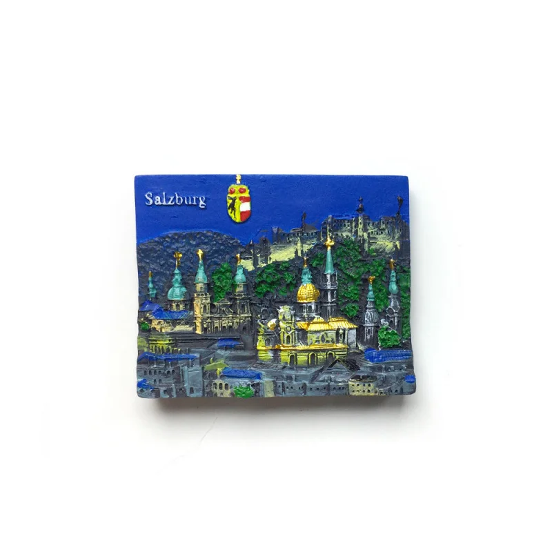 

Austria Salzburg Hohensalzburg Fortress Skyline 3D Resin Fridge Magnet Aimants Frigo Magnets for Fridge Decoración Hogar