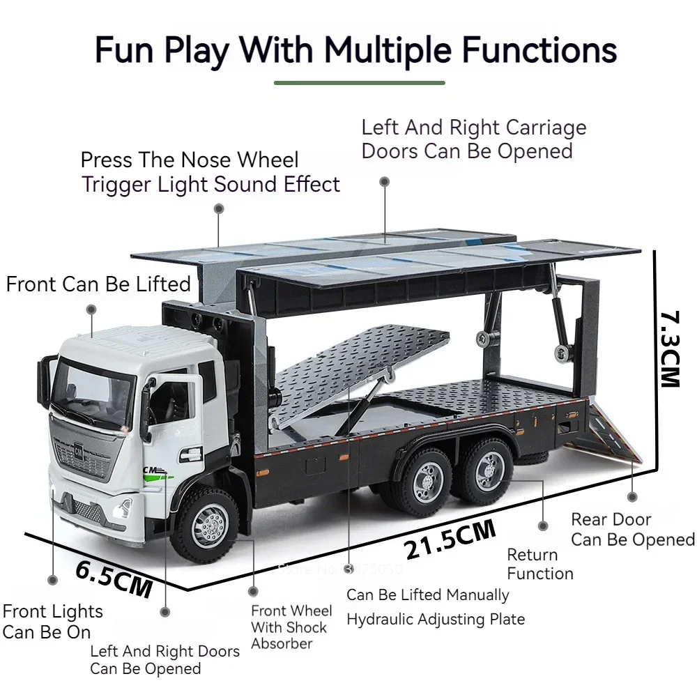1:32 Alloy Wingspan Container Truck Toy Cars Models 5 Doors Opened Van Light Sound Transport Vehicle Excellent Vocation Presents