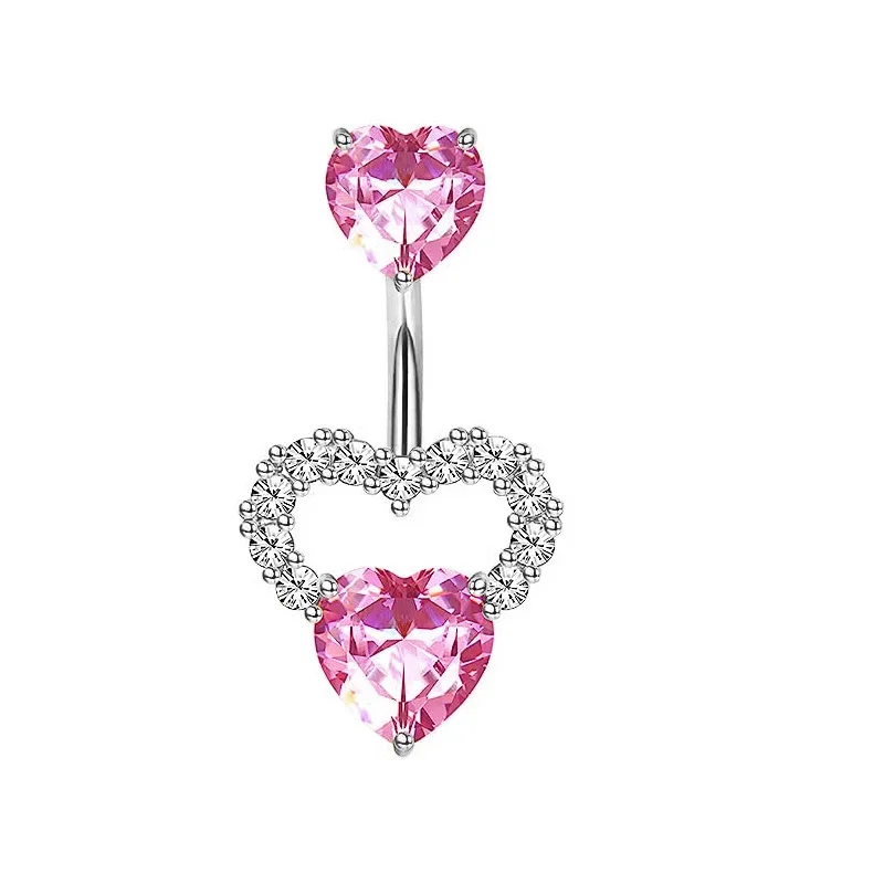 1pc Stainless Steel Belly Ring Flower Heart Crystal Navel Belly Button Rings Butterfly Cute Belly Bar Bulk Navel Piercings 14G