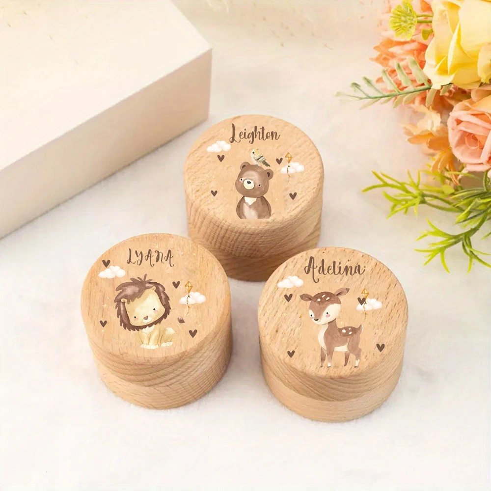 Personalized Name Wooden Tooth Box Keepsake Wooden Tooth Fairy Holder Birthday Gift for Girls & Boys Custom Name Milk Tooth Box