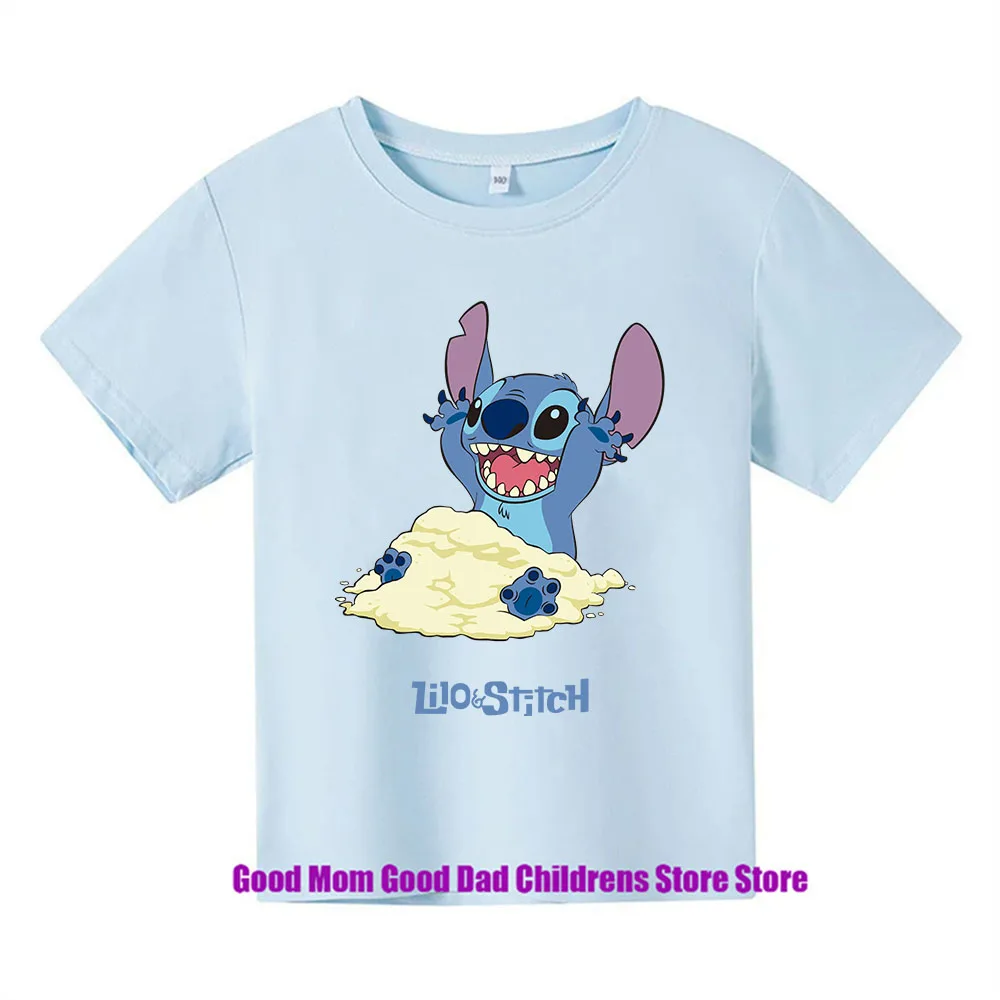 Disney, Stitch, StarCraft, Comfortable, Anime, Cartoon, T-shirt, Casual, Loose, Fashionable, Looking Good, Boys, Girls, Summer