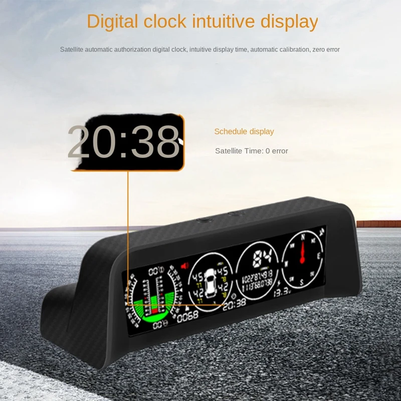 X91 3In1 GPS TPMS HUD For All Vehicle Speed Slope Meter Inclinometer Car Compass Car HD Head Up Display