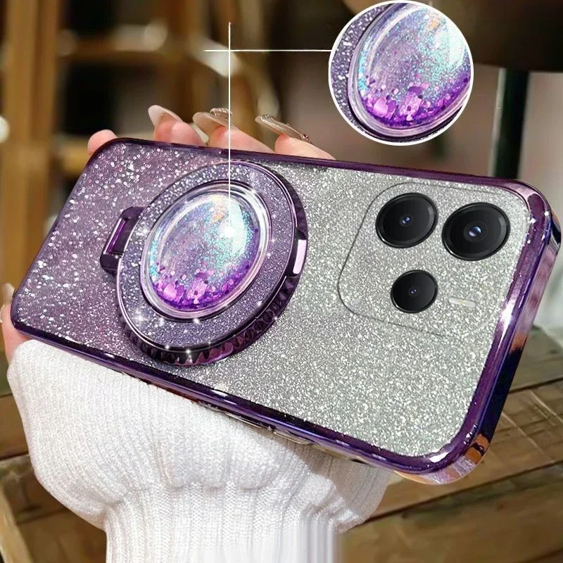 

For Redmi Note 14 Pro Plus 5G 14 Note Luxury Wireless Charging Case For Redmi Note 14 4G/5G Glitter Magnetic Ring Bracket Cover