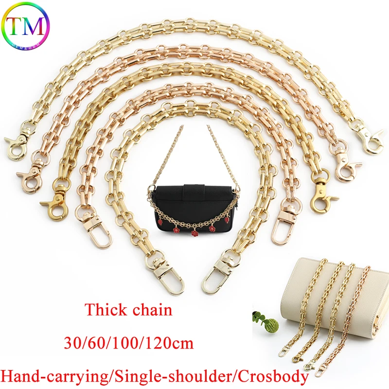 

Металлическая цепочка для кошелька 30-120 см, широкий плечевой ремень с пряжкой-ручкой для переноски рук/плеч/кроссбоди