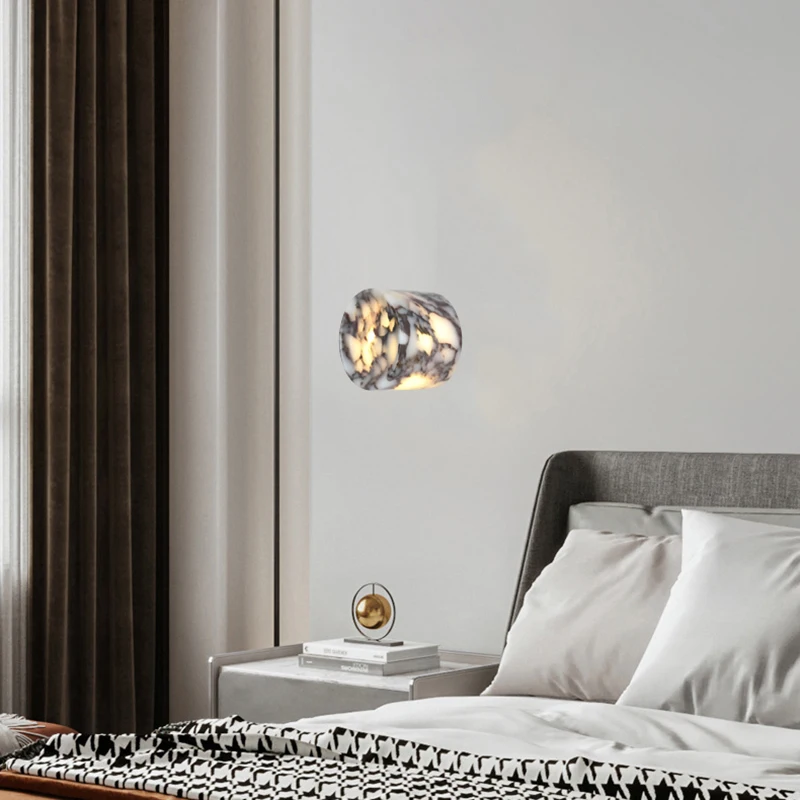 New Style Natural Stone Wall Lamp Atmosphere LED Lighting Bedroom Kitchen Bathroom Foyer Sconce G9 Bulb Marble