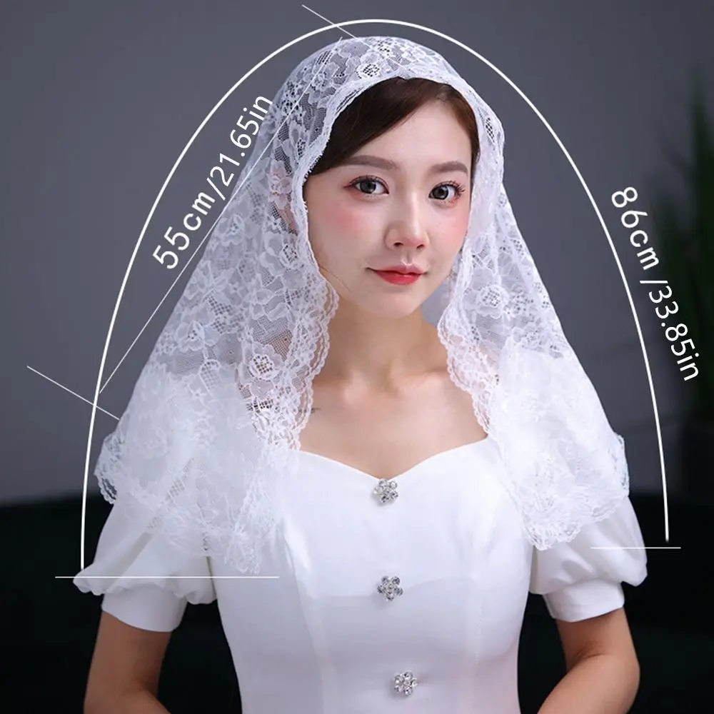 زهرة مطرزة الحجاب مصلى النمط الاسباني رومانسية الزفاف الدانتيل الحجاب الدانتيل حافة التقليدية خمر الدانتيل غطاء الرأس