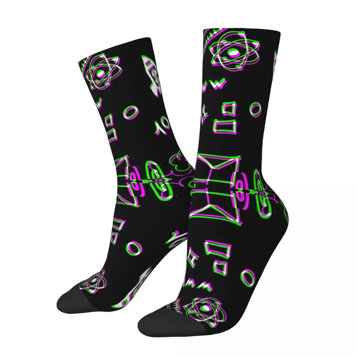 

Vintage Popular Seamless Pattern Cool Physics Doodle Men's compression Socks Unisex Harajuku Seamless Printed Novelty Crew Sock