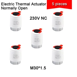 Radiador termostático TRV ejecutivo, calefacción eléctrica de suelo, 230V, normalmente abierto y normalmente cerrado, M30 x 1,5mm, 5 unidades