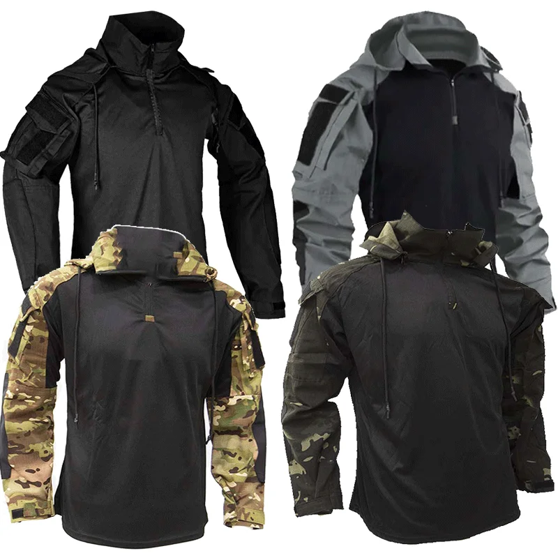 Camouflage Multicam Military Combat T-Shirt Men Tactical Shirt Airsoft Paintball Camping Hunting Clothing