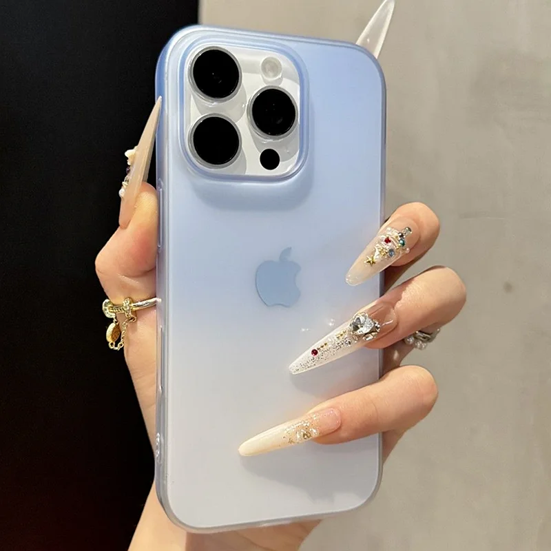 

Pop Luxury Transparent Gradient Matte Phone Case For IPhone 12 13 14 15 16 Pro Max Plus Ultrathin Shockproof Bumper Cases Cover
