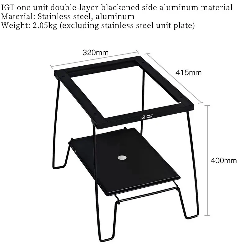 Camping IGT Double Deck Brazier Table Aluminum Alloy Unit Stove Table Outdoor Lightweight Desk Folding Table for Tourist Picnic