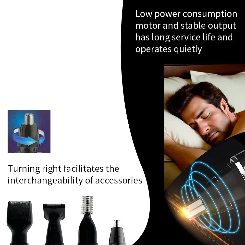 Kemei KM-6630 4-in-1 professioneller elektrischer wiederaufladbarer Nasen- und Ohrenhaarschneider, Rasierer für Körperpflegewerkzeuge für Männer – Detail 3