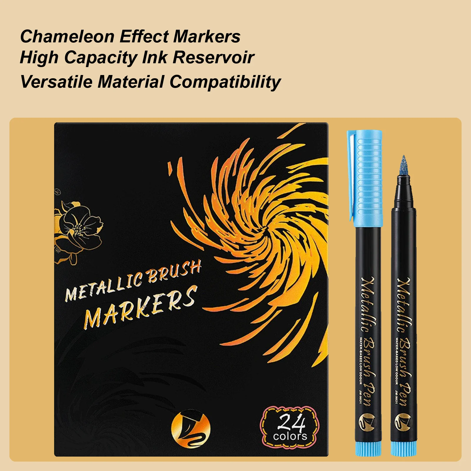 페인트 마커 12/24색 글리터 공예 용품 색칠 페인트 브러시 마커 펜 종이, 돌, 나무, 유리, 천, 세라믹용