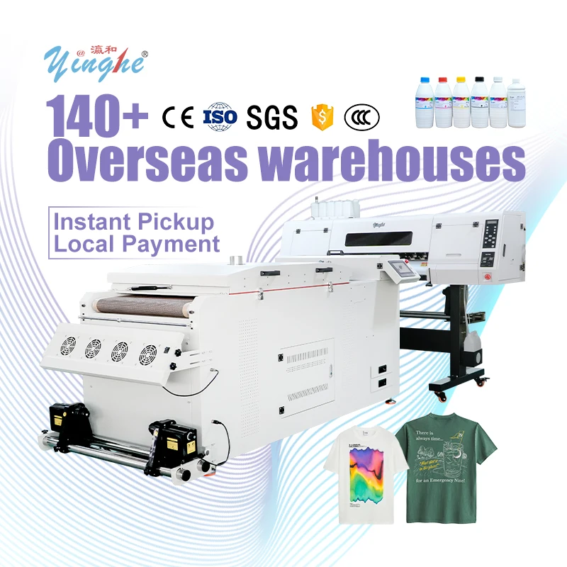 YINGHE Ink CMYK White 60cm DTF Powder Shaking Machine 73cm DTF I3200A1 4 Heads 24m/h Speed 1440dpi 4-8 Pass PET Roll Hoson Saudi