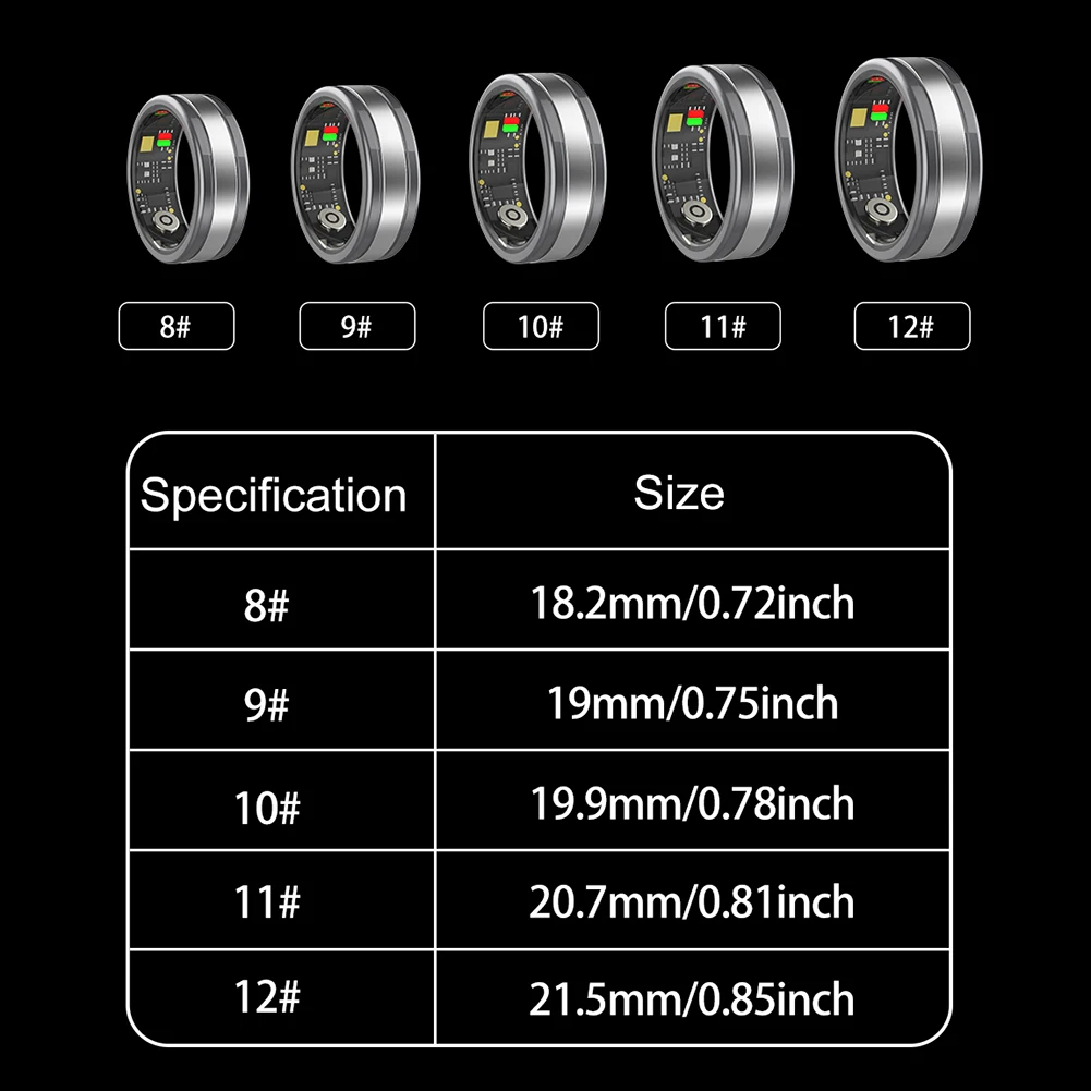 R18 Smart Ring Men Women Military Grade Titanium Steel Shell Health Monitoring Waterproof Health Fitness Rings Multi-sport Modes