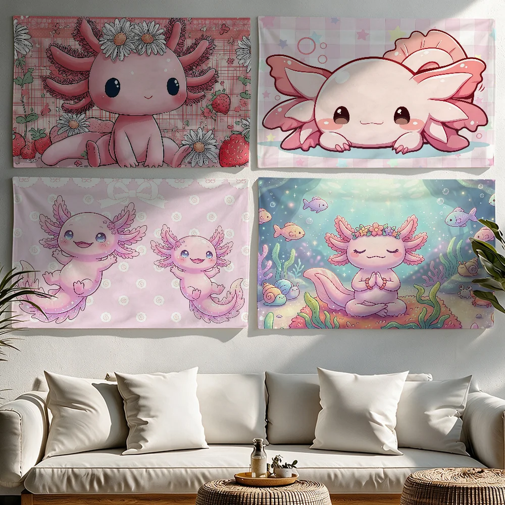 Pink Axolotl Cute flag Tapestries Outdoor Parties Bedrooms Living Rooms Dorm Rooms Wall Decor Banners Gifts