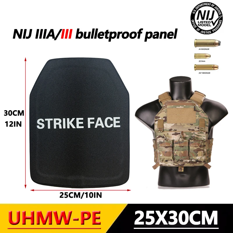

NIJ III/NIJ IIIA Bulletproof Plate10x12 Inches Light Tactical UHMWPE Bulletproof Protection Body Armor Vest Insert Plate