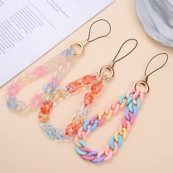Colorful Phone Chain Lanyard Mobile Phone Keychain Strap Anti-lost Handmade Acrylic Cord Lanyard Women Jewelry Accessories