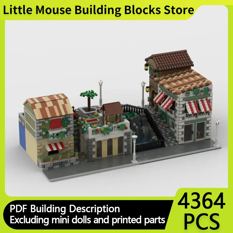 Popular City Street View MOC Building Bricks Bicycle Supermarket Modular Technology Gifts Holiday Assemble Children Toys Suit