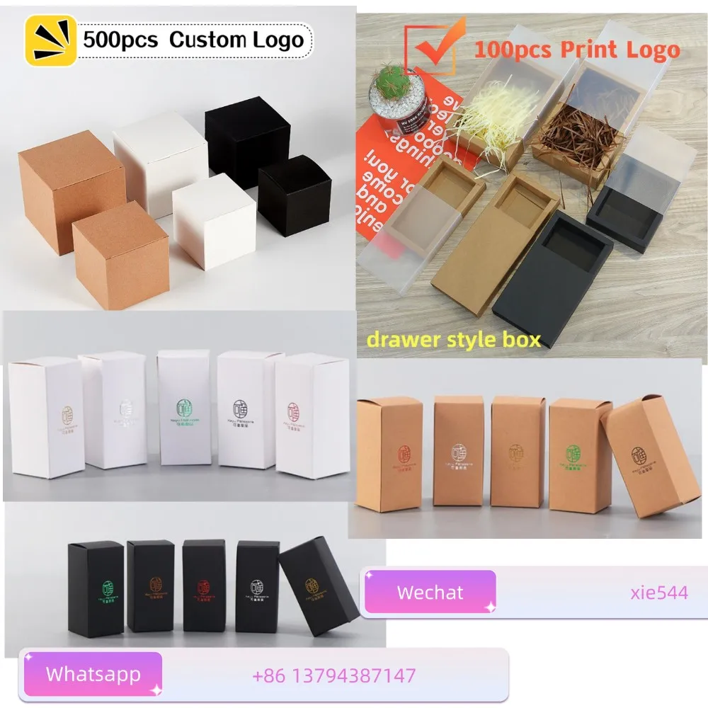 100pcs White Black Kraft Paper Tube Cardboard Boxes Essential Oil Bottle Packaging Box Blank Cosmetic Storage Box