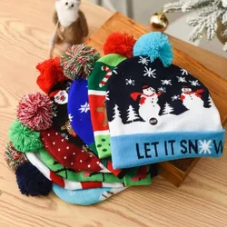 Christmas Led Hat New Year Cute Christmas Knitted Hats For Kids Adults Santa Hat With Led Navidad New Year Party Winter Gift