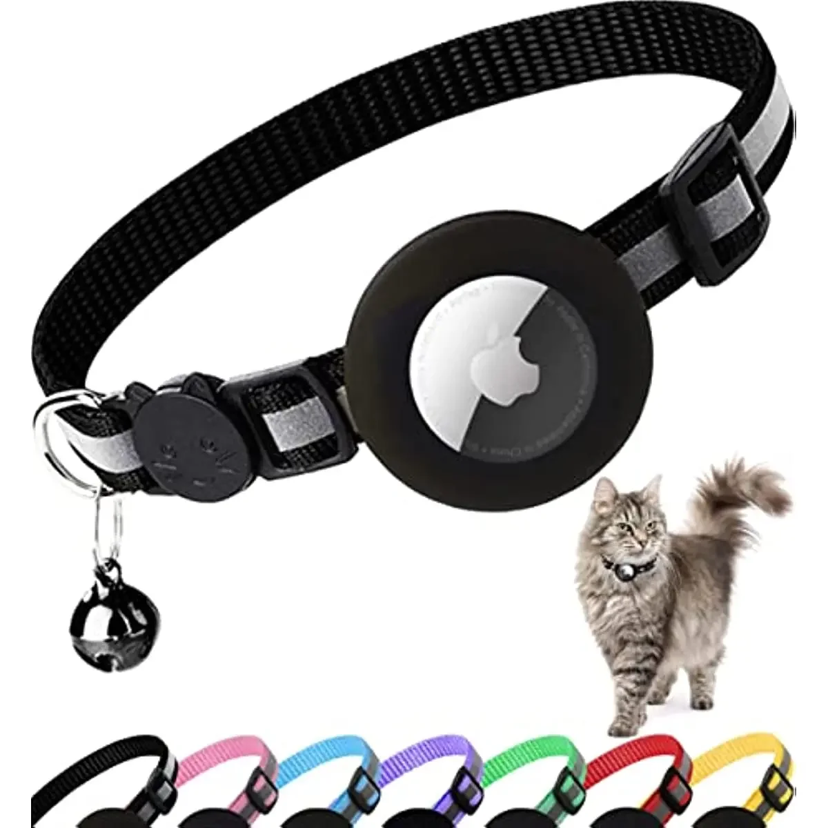 

Fixed collar, detachable reflective strip, adjustable kitten collar, waterproof cat bell collar,