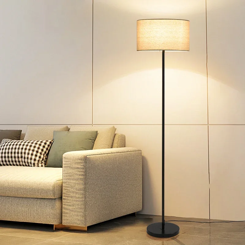 Modern Simple Cloth Led Floor Lamp Living Room Sofaside Vertical Lamps Lighting Bedroom Bedside Luster Atmosphere Light Fixtures