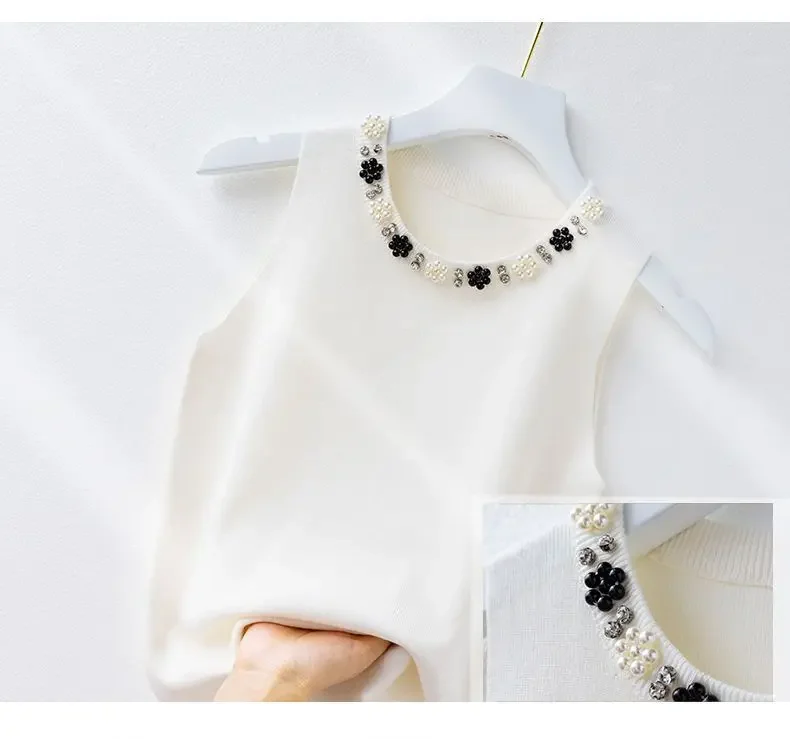 Ice Silk New Knitted suspender vest for women's outerwear and inner layering sleeveless vest as a base shirt  tank top women