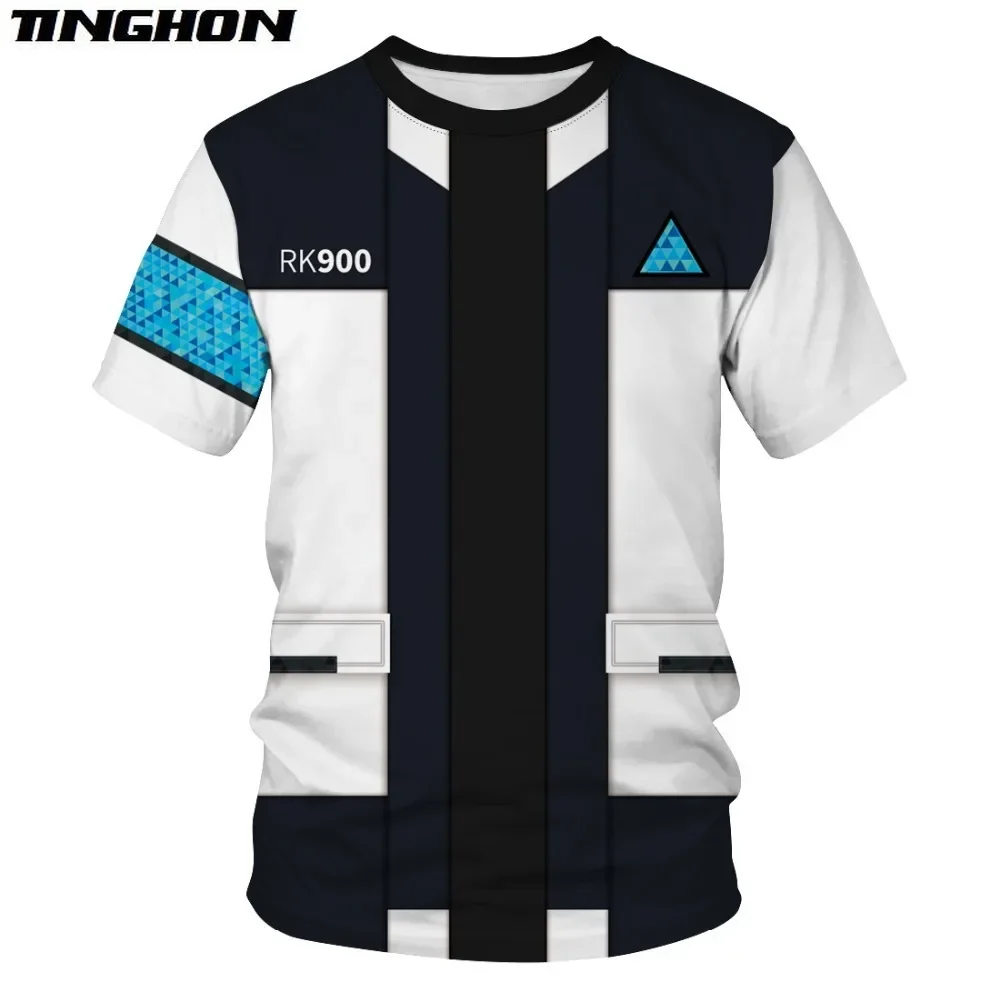 XS-7XL Unisex Men Women T Shirt Game Detroit Become Human Connor RK900 Agent Uniform T-shirt Short Sleeve Cosplay Costumes Tops