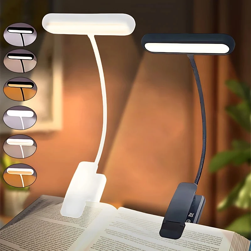 

Rechargeable Book Lights for Reading Night in Bed 3 Color & 10 Brightness Dimmable Flexible Gooseneck Clip on Reading Lamp