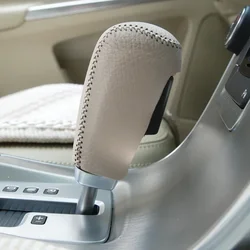 Top Layer Leather Car Gear Shift Collars Cover for Volvo XC60 XC70 S80 S60 2006-2012 Automatic Gear Head Shift Knob Case