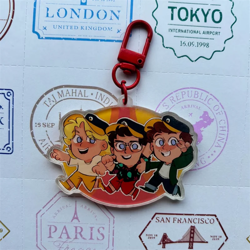 Jet Lag the Game Acrylic Keychain Chibi Cartoon Character with Red U-Shaped Clasp Bag Charm Travel Themed Collectible Fans Gift
