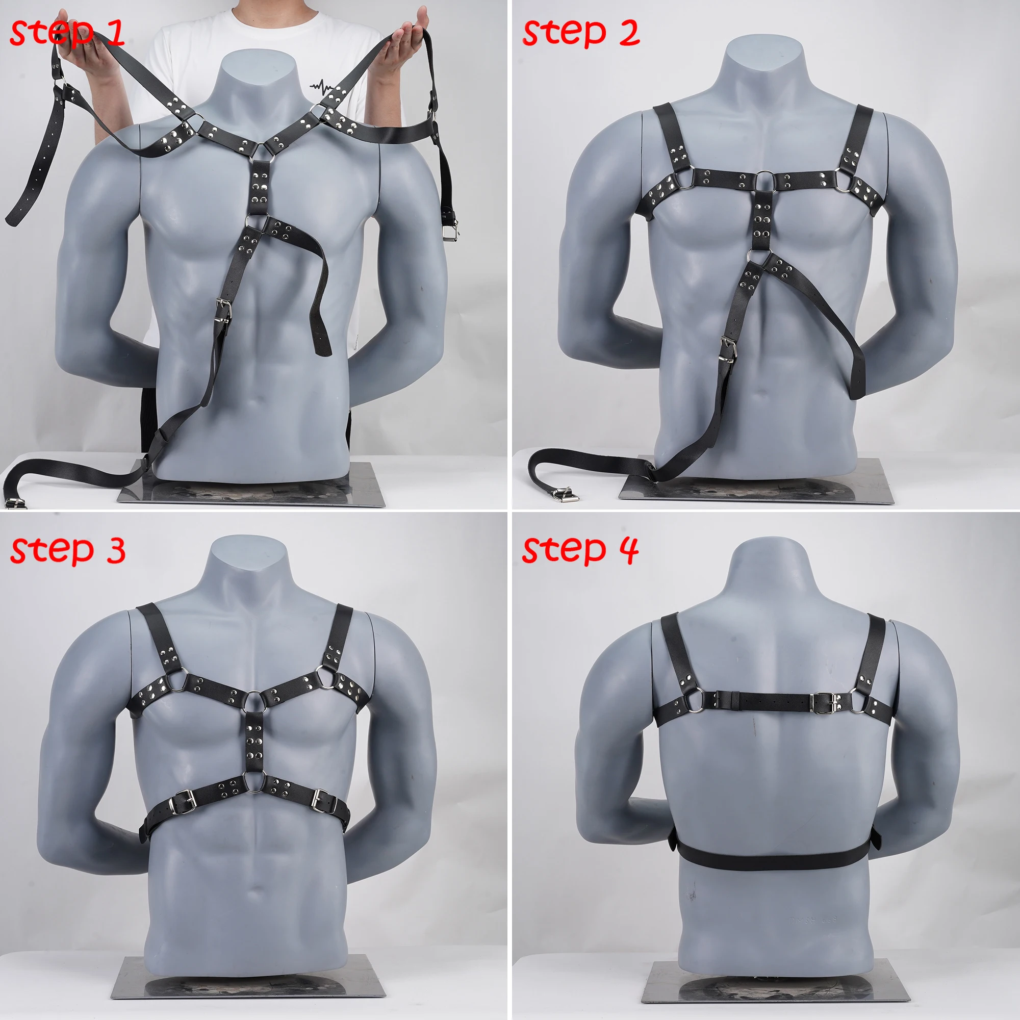 Fetish Gay Leather Chest Harness Men Harness Adjustable Sexual Body Bondage Cage Harness Belts Rave Gay Clothing for Adult Sex